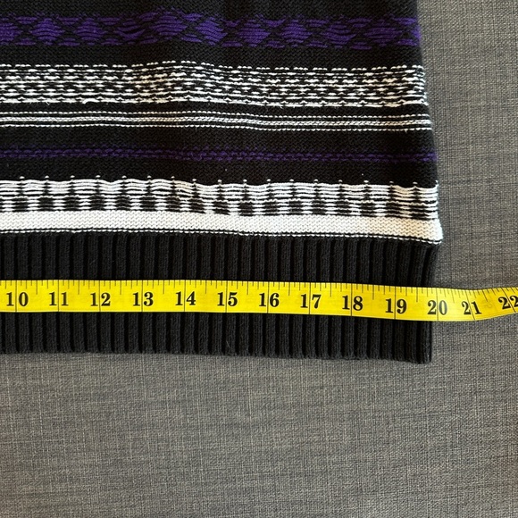 Chaps | Black, Purple & White Striped Mock Neck Sweater | Size L - Picture 7 of 9